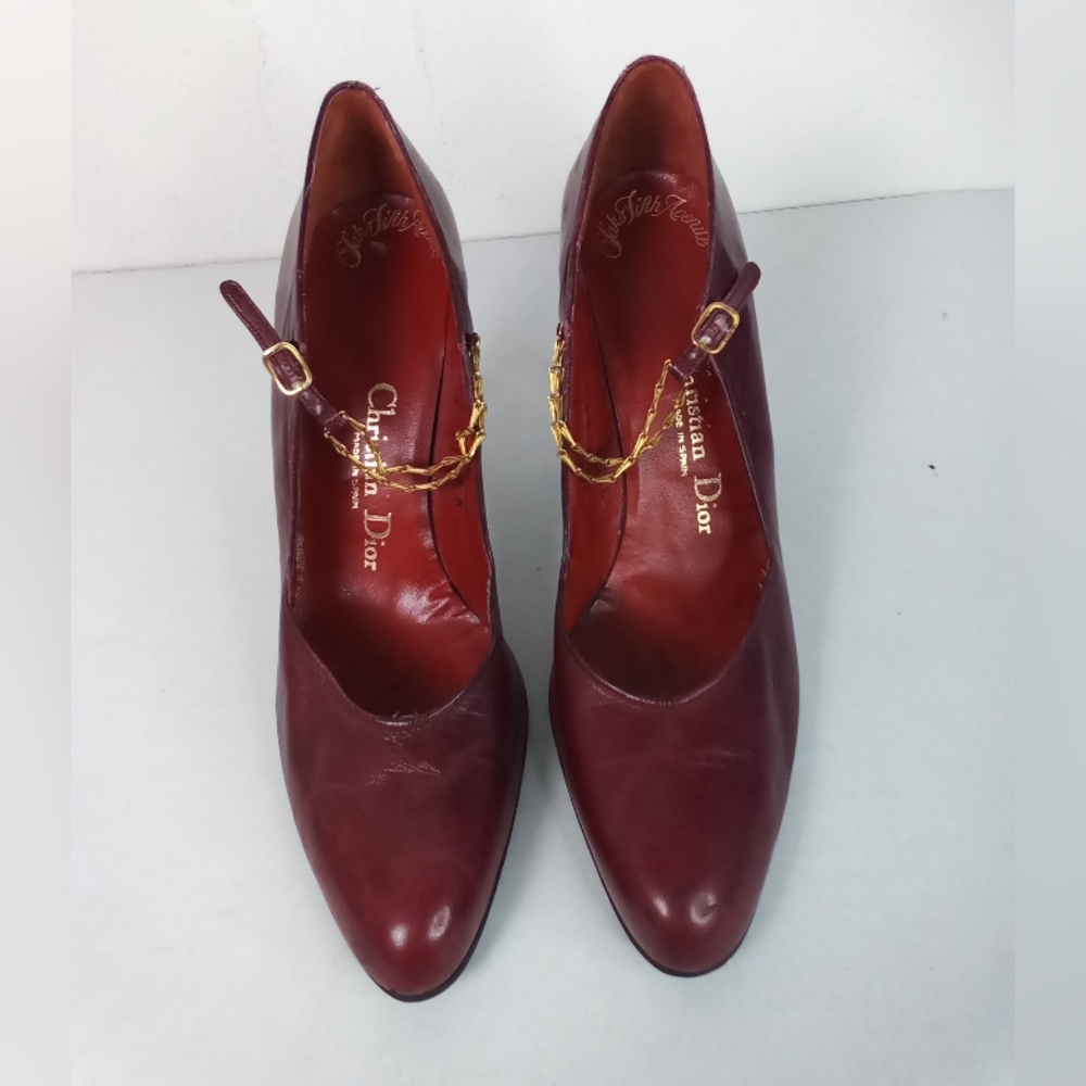 Dior Rare Chain Ankle Mary Jane Heels Vintage Oxblood Burgundy